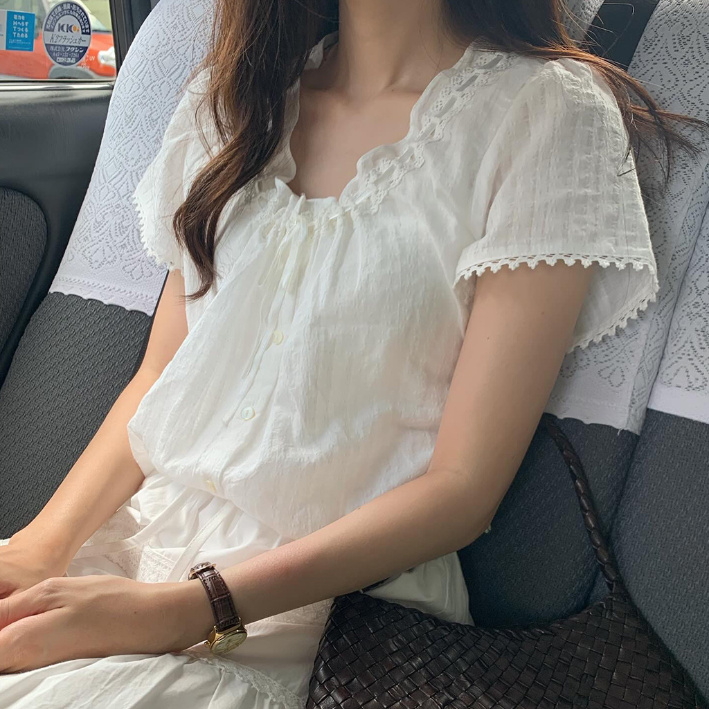 [original]シャーリング半袖ブラウス