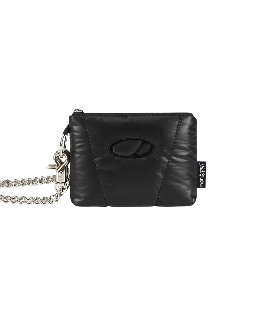 Odd Signature glossy padded mini chain bag - BLACK