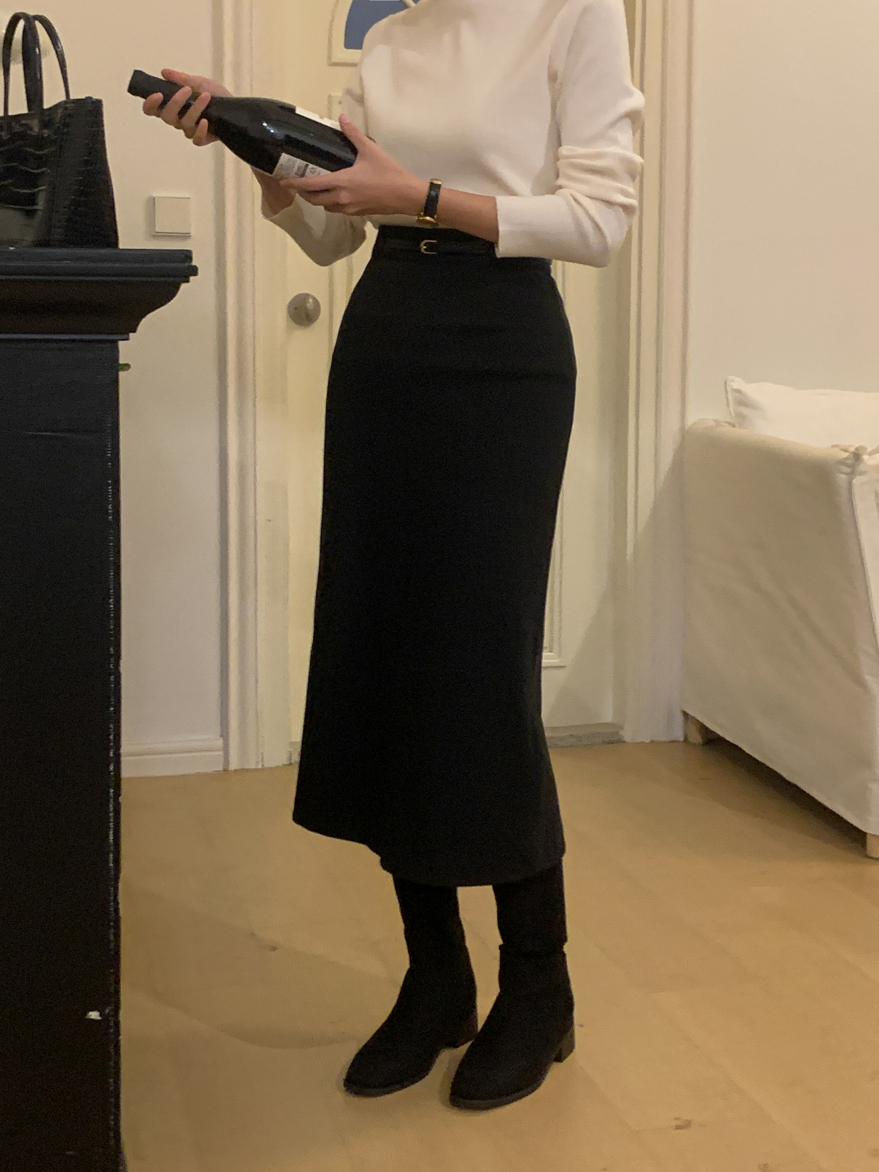 [made] Dublin Mochi Basic Slit Long Skirt