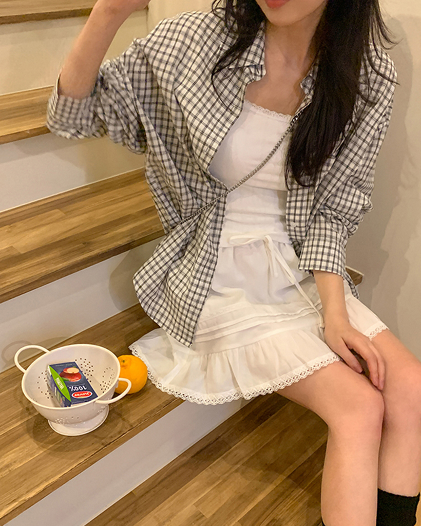 (original)チェックルーズフィットブラウスシャツ