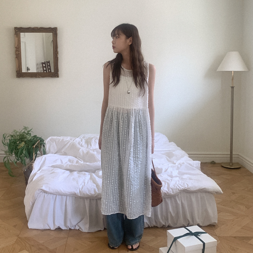 リボンレイヤードロングワンピース