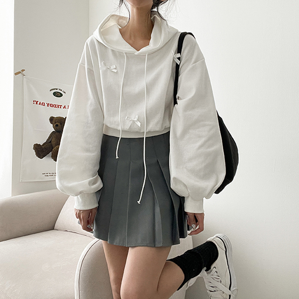 リボンクロップドパーカー(4color) | ファッション通販サイト NUGU