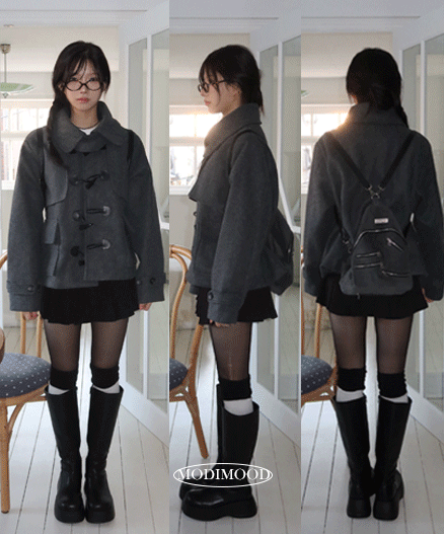 サイドバックルダッフルカラーハーフコート | ファッション通販サイト NUGU