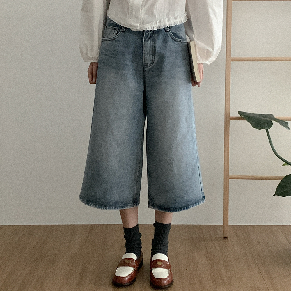ワイド8分丈デニムパンツ | ファッション通販サイト NUGU