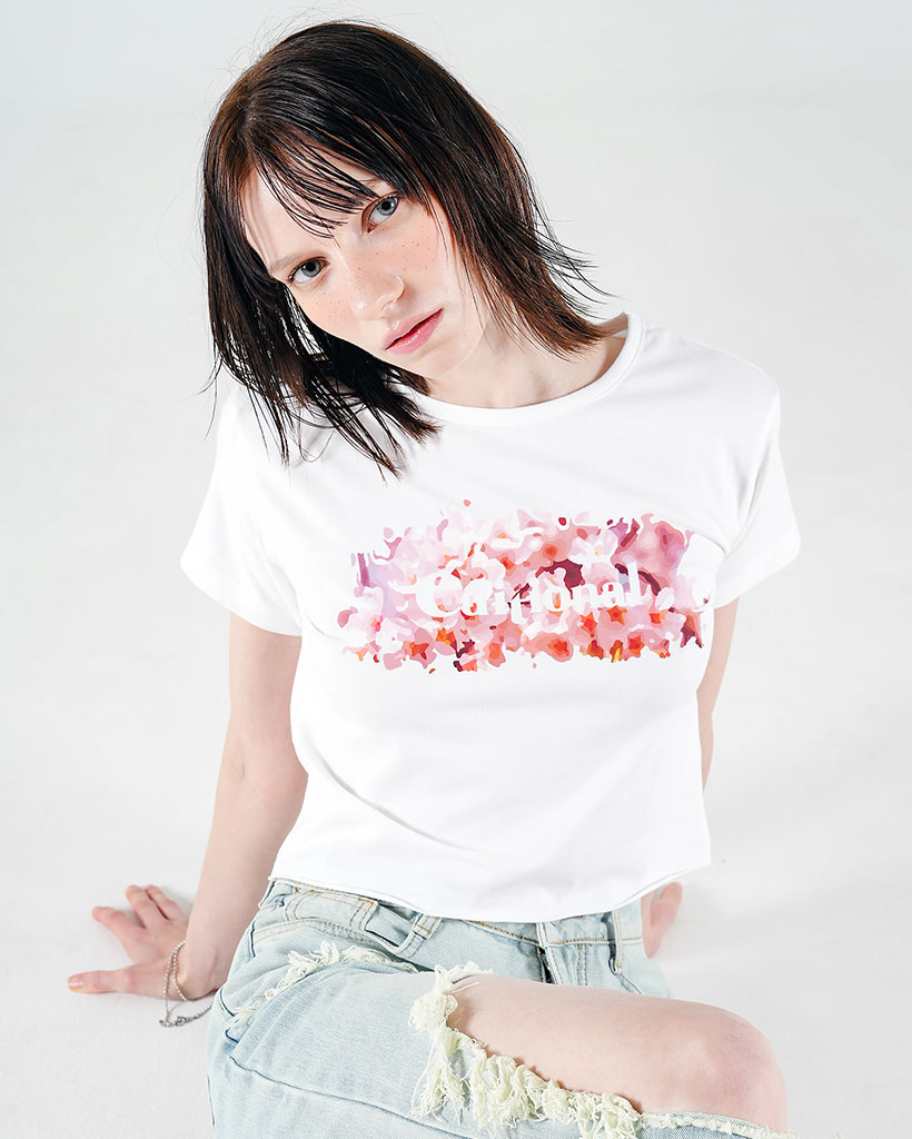 Crop sakura T-shirt (White) | ファッション通販サイト NUGU