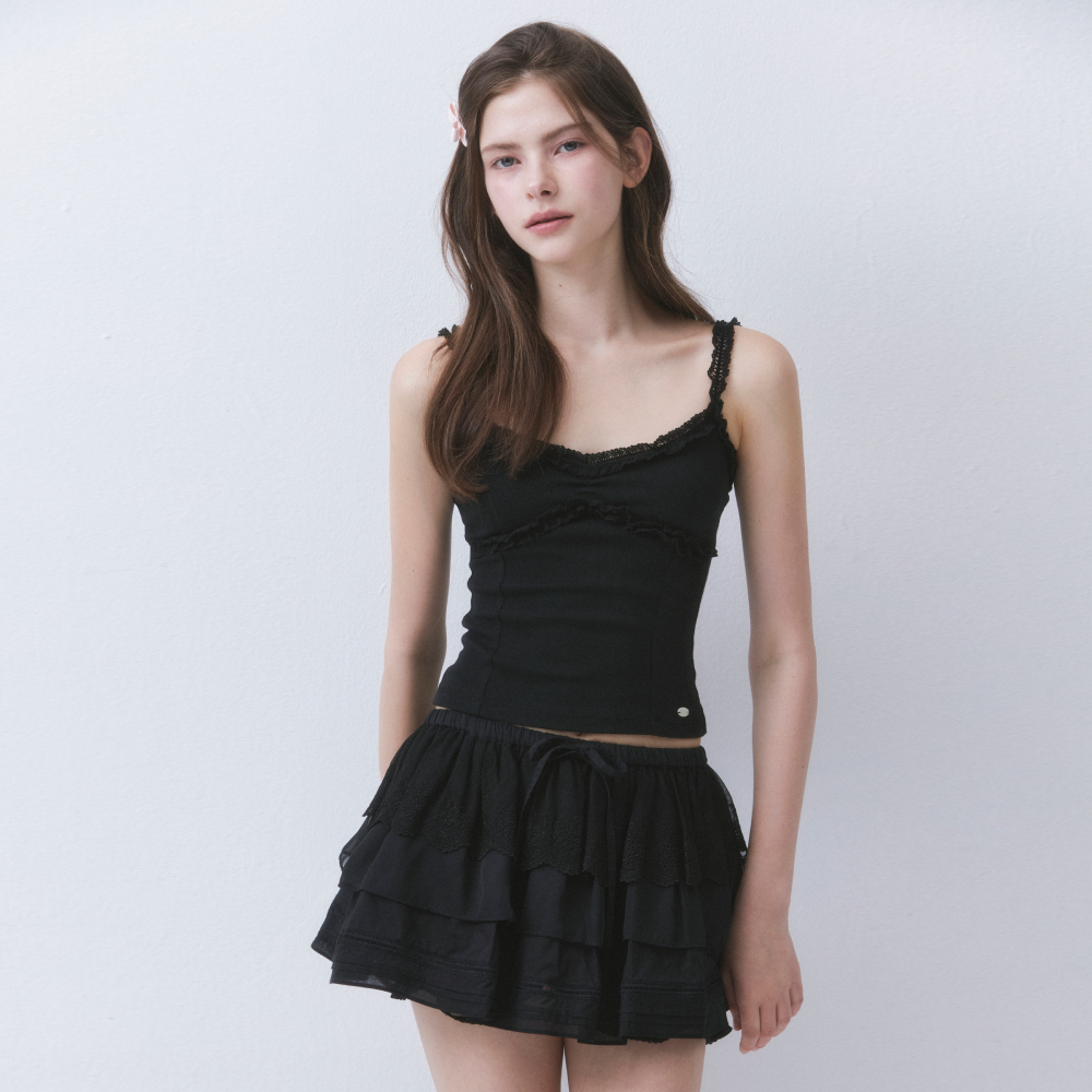 PETUNIA LACE SHEER BANDING SKIRT_TT5S506BK