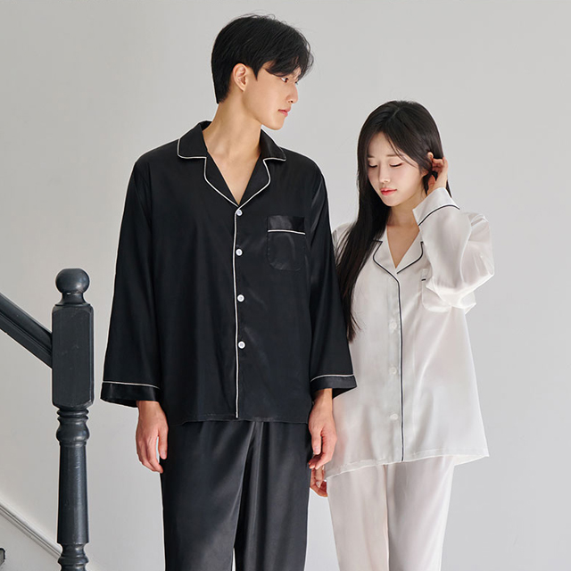 MARNI パジャマデザインパンツ シルク100 ブルー ホワイト Dillies モチーフ シルクボウリングシャツ | Marni