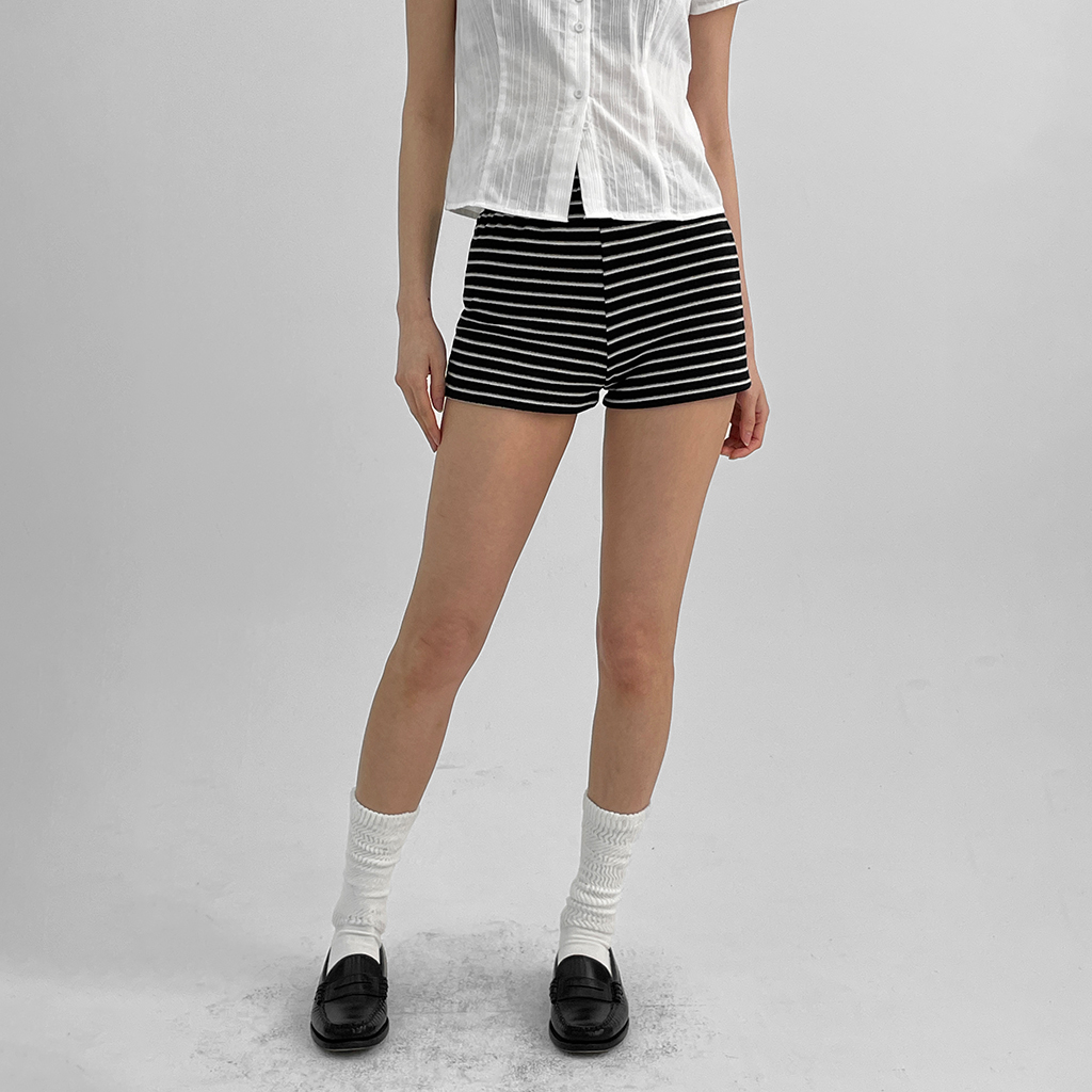 original] ピンキーストライプタートルネックTシャツ