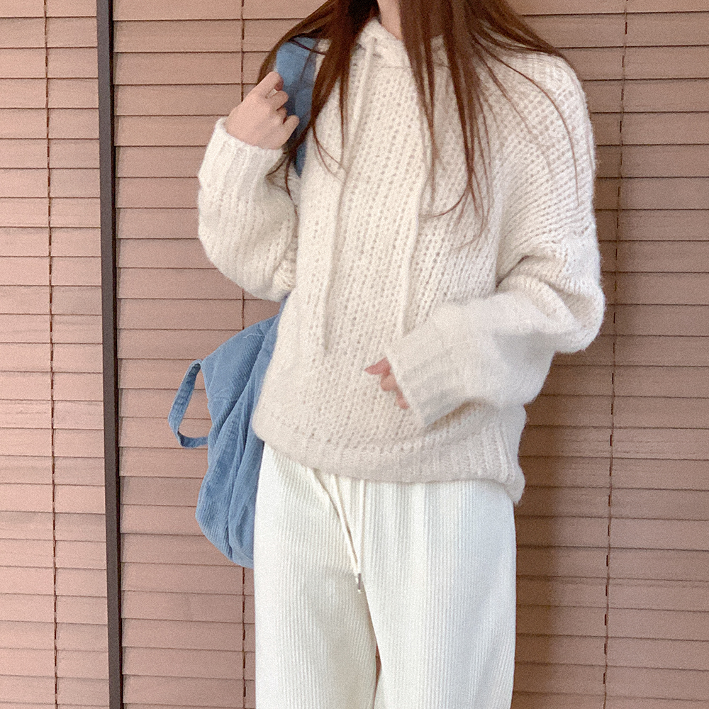 アルパカフード付きニット | ファッション通販サイト NUGU