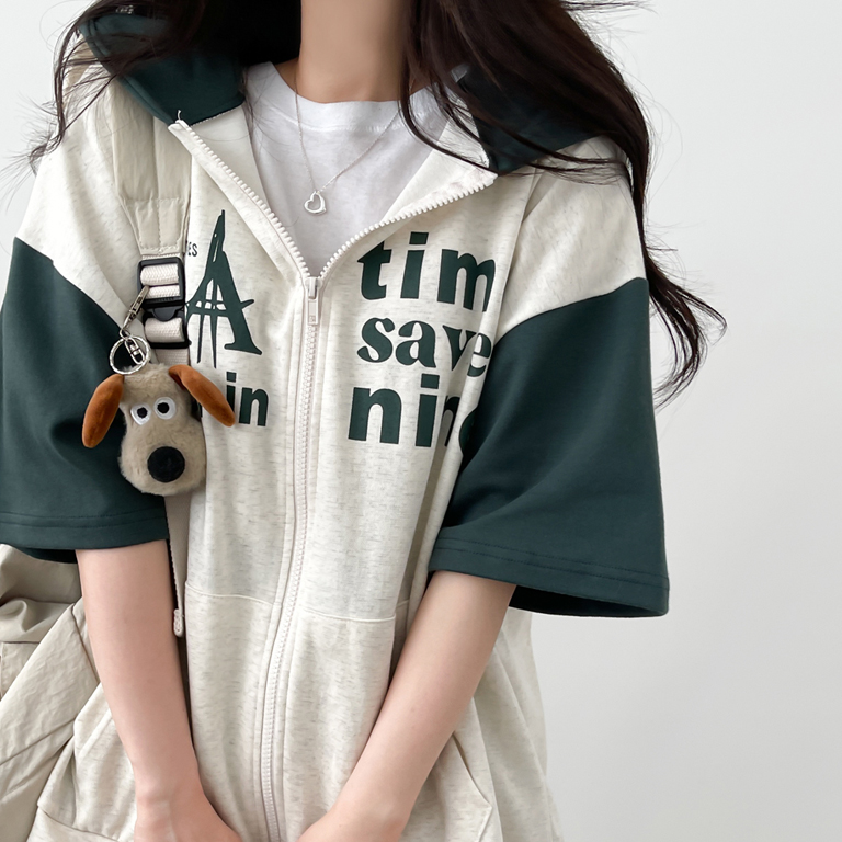 FOXEY 半袖ニットパーカー バイカラー 40 バイカラー半袖ジップアップパーカー | ファッション通販サイト NUGU