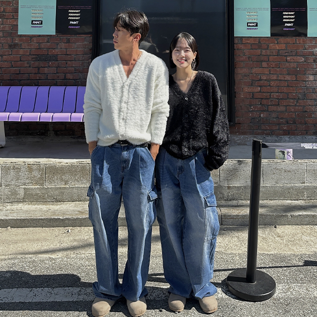 アンゴラＶネックカーディガン フォックスアンゴラVネックカーディガン | 小柄・低身長女性向け