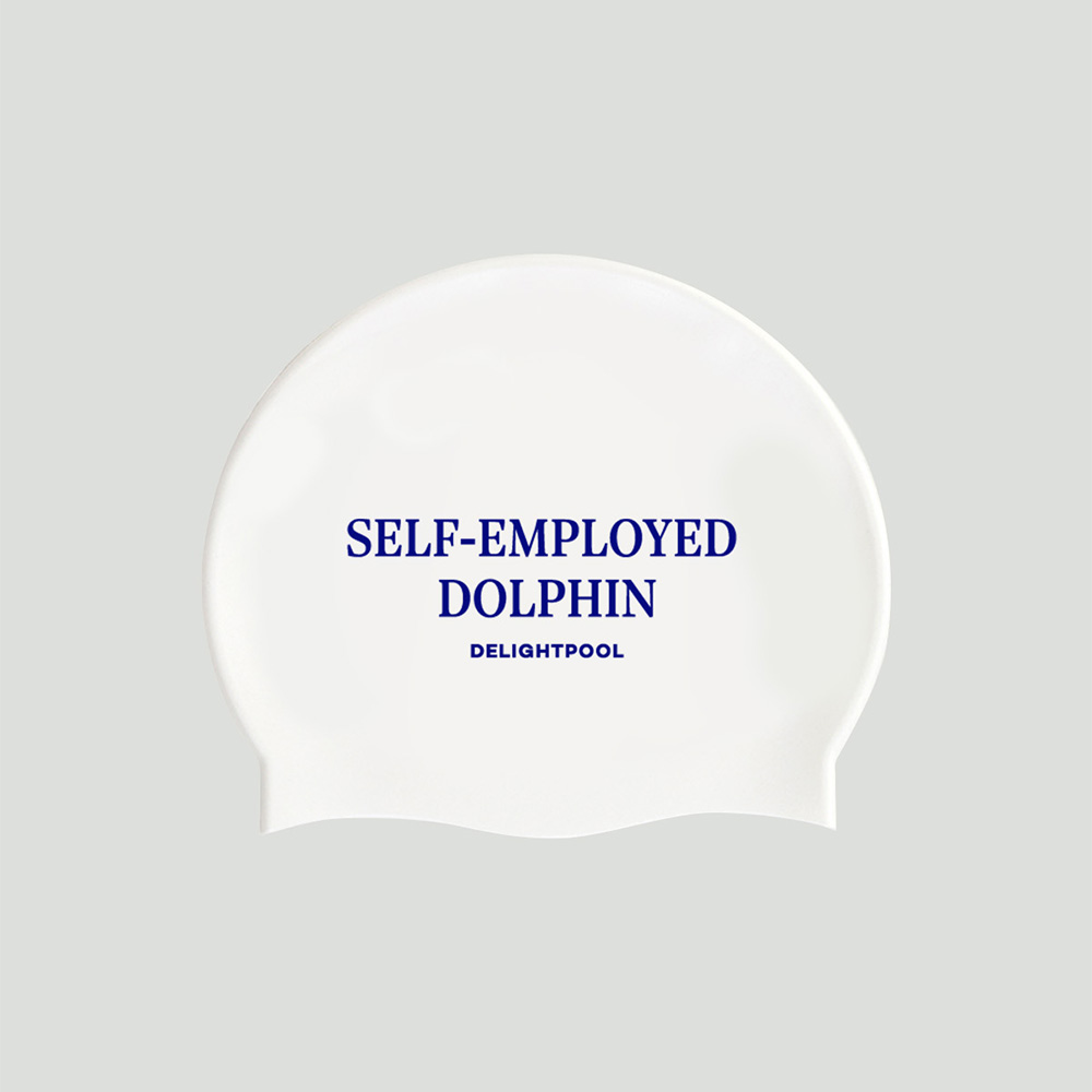 Self employed dolphin Swim Cap - White