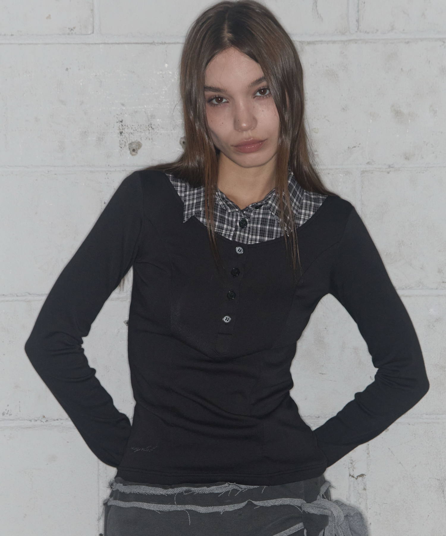 [Influencer pick] SHIRT LAYERED LONG SLEEVE (BLACK) F25ZB023