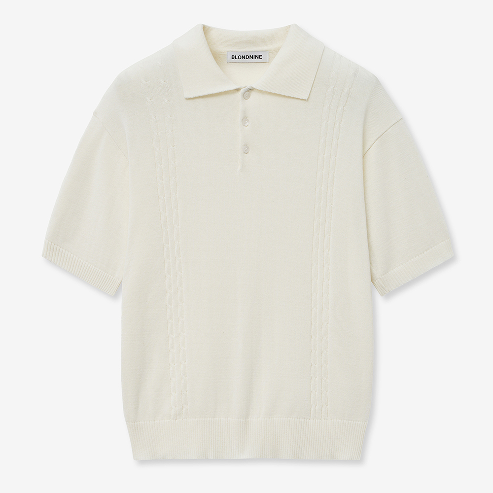 トップス NODUSix Cable Collar Short Sleeve Knit MUSINSA公式 | NODU Six Cable Collar Short Sleeve Knit [Beige]