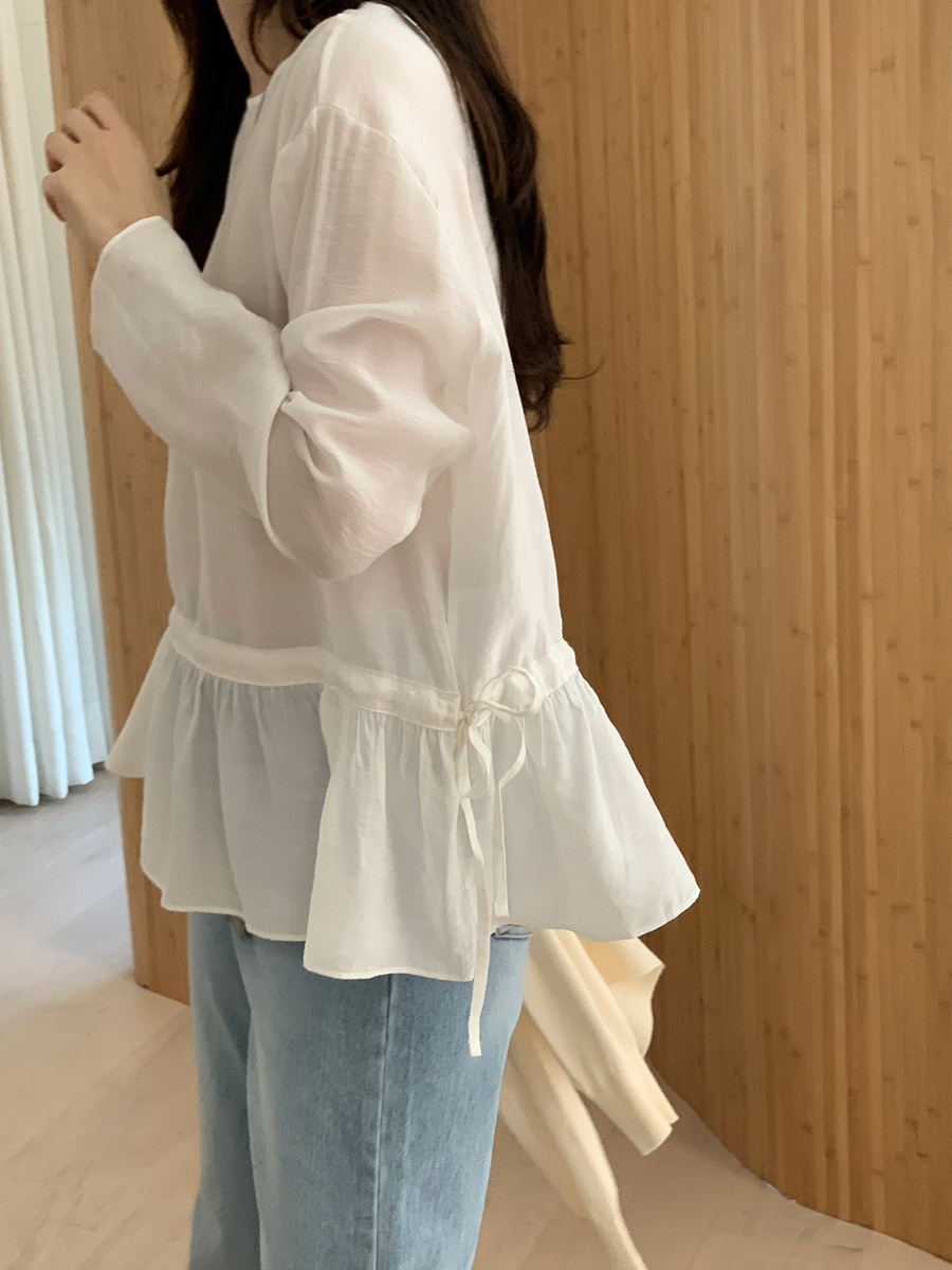 トップス saruwa2 シャーリングフリルストラップレイヤード2WAYブラウス