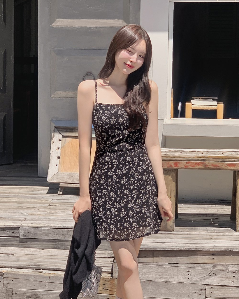 シフォンフラワーキャミソールミニワンピース | ファッション