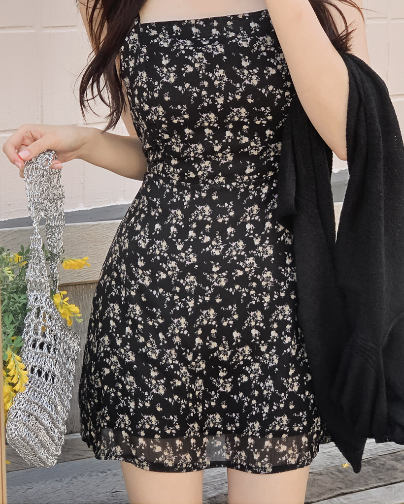 シフォンフラワーキャミソールミニワンピース | ファッション