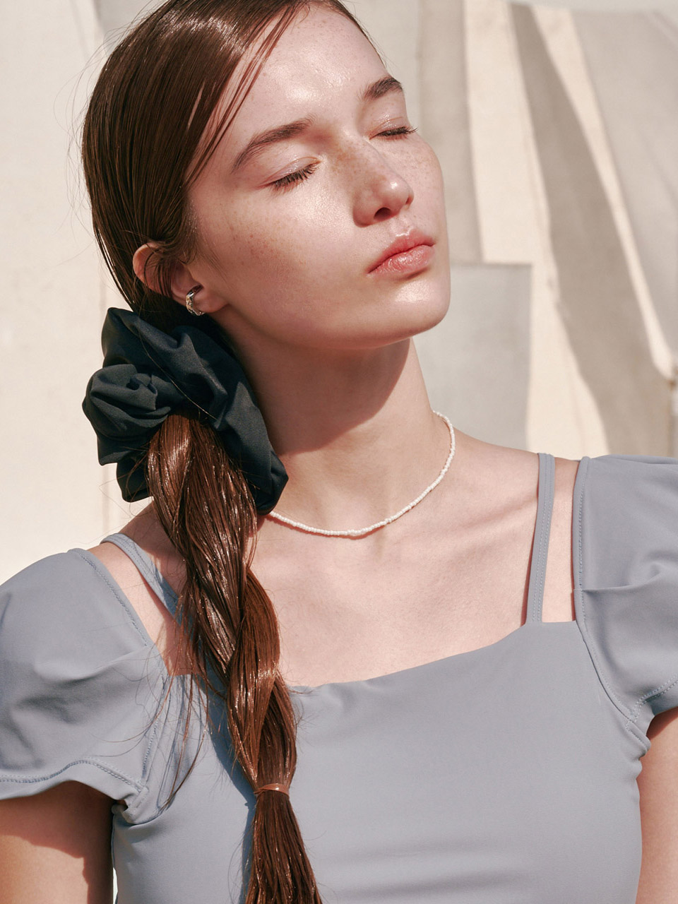 sophie buhai シュシュ　ネイビー 限定シフォンチェックバイカラーシュシュ（ネイビー）EILY ILY