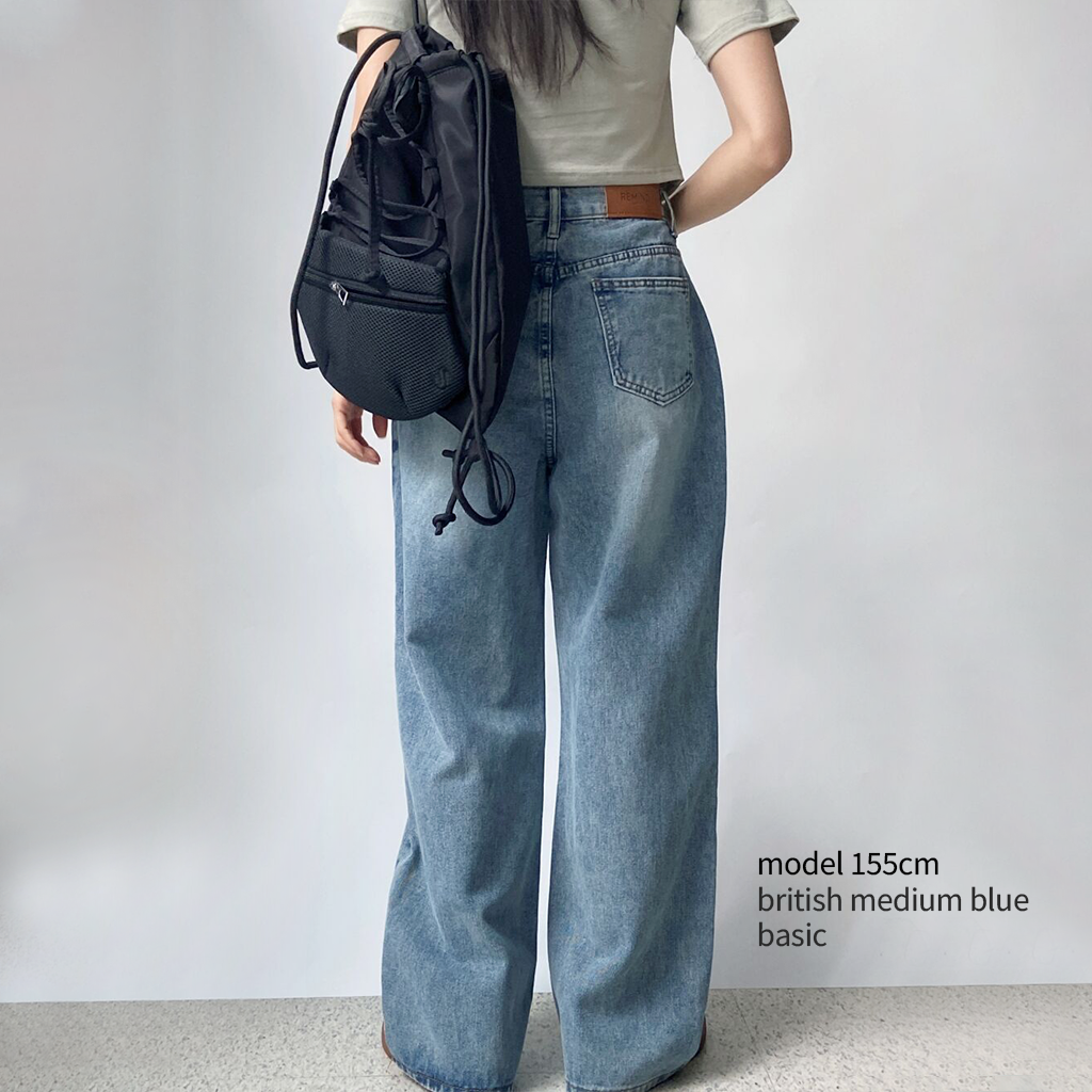 short/basic/long] ヴィンテージウォッシュワイドデニムパンツ