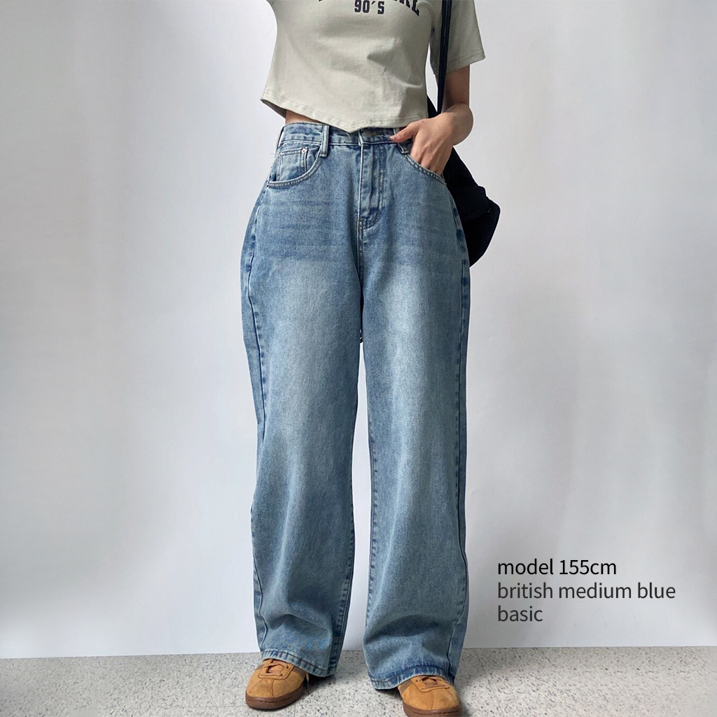 short/basic/long] ヴィンテージウォッシュワイドデニムパンツ