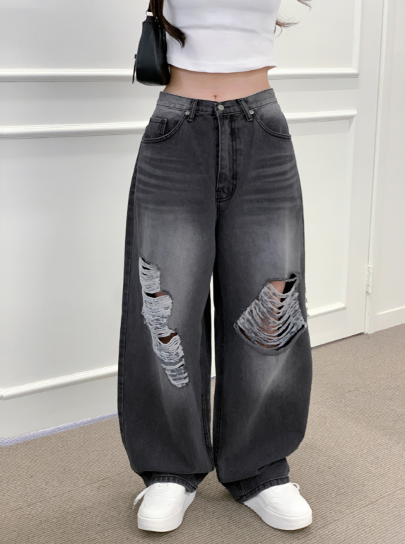 ワイドパンツ デニム ダメージ ウォッシュ ストリート b3729 ワイドパンツ デニム ダメージ ウォッシュ ストリート b3729