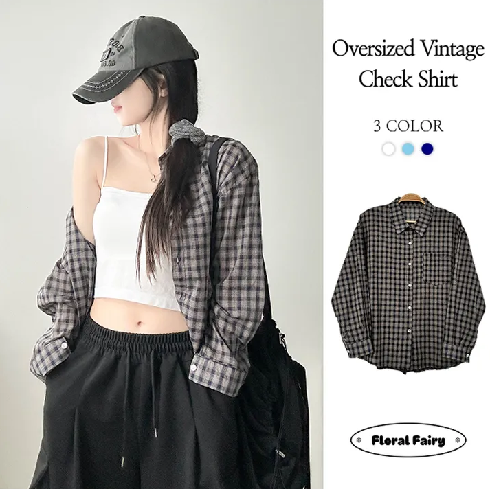 ちゅん レトロブルーチェックシャツ / Retro Blue Check Shirt
