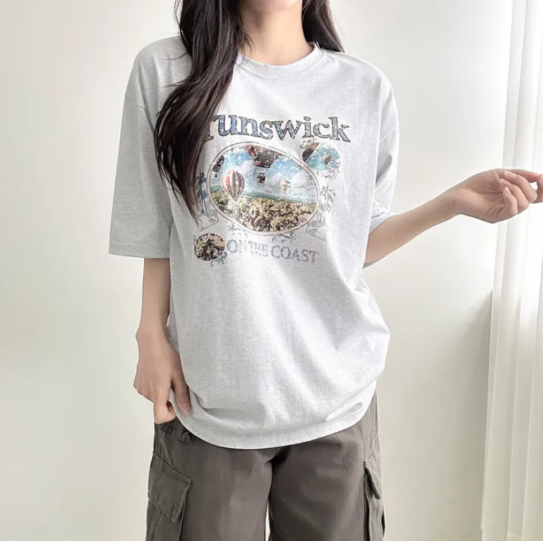 tumugu: OuiプリントオーバーサイズTシャツ ライトグレイ tumugu: OuiプリントオーバーサイズTシャツ ライトグレイ 楽天
