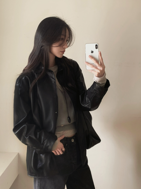 ブラックフェイクレザージャケット | ファッション通販サイト NUGU