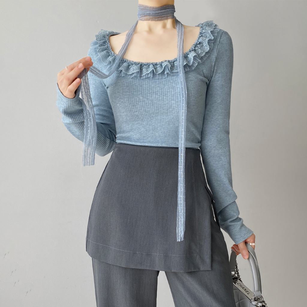 set]ストリングレースネックニット&ストラップセット