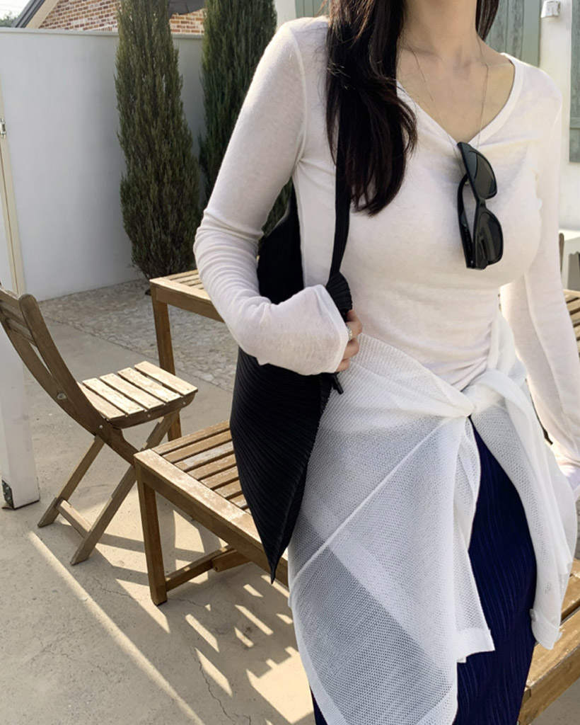 Wool Tencel Slim Fit T-shirt - Ivory