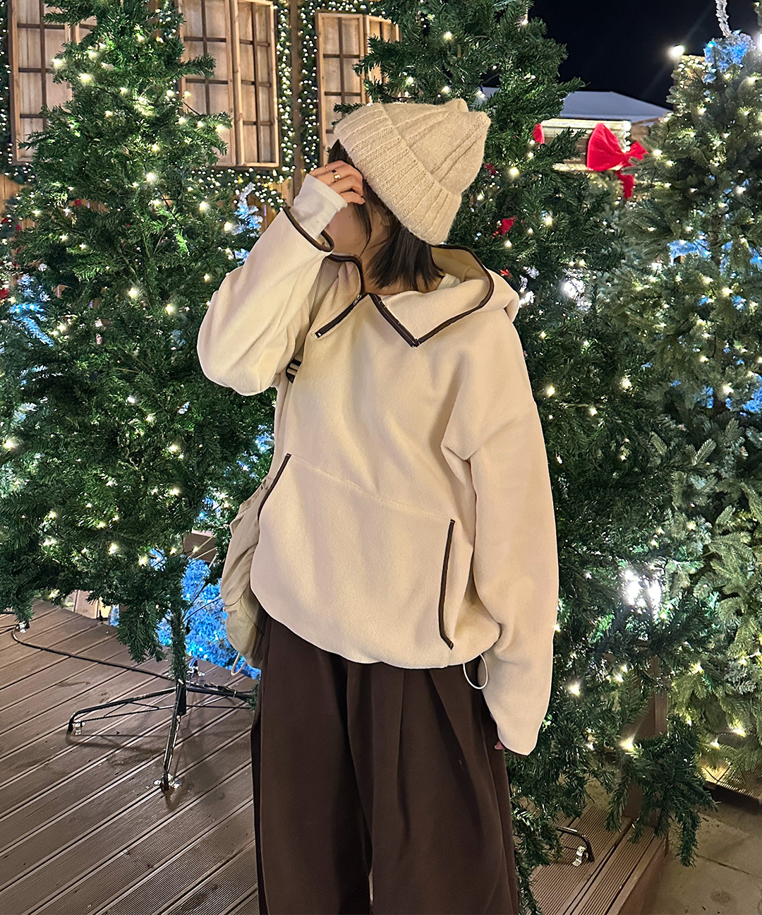 アシンメトリージップアップフリースパーカー | ファッション通販