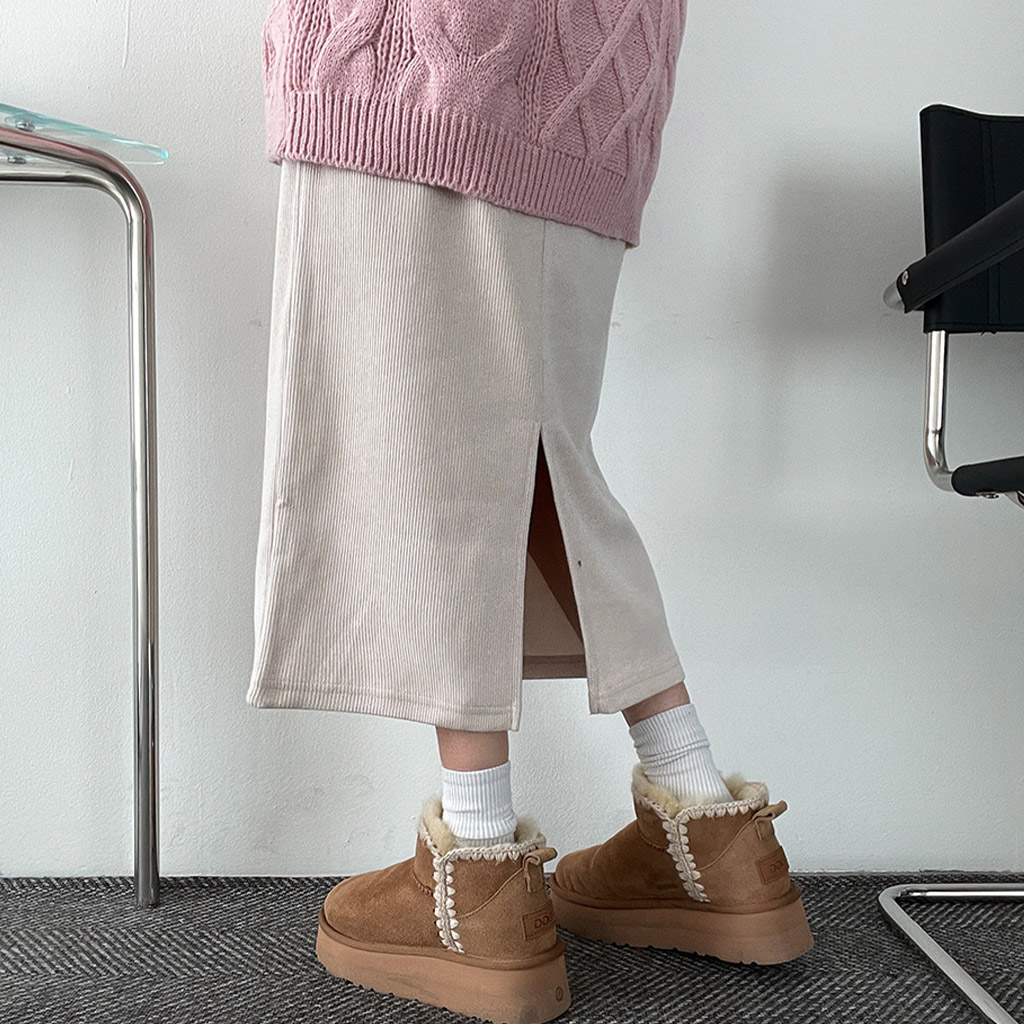 Carnバックスリットリブニットスカート(4color) | ファッション