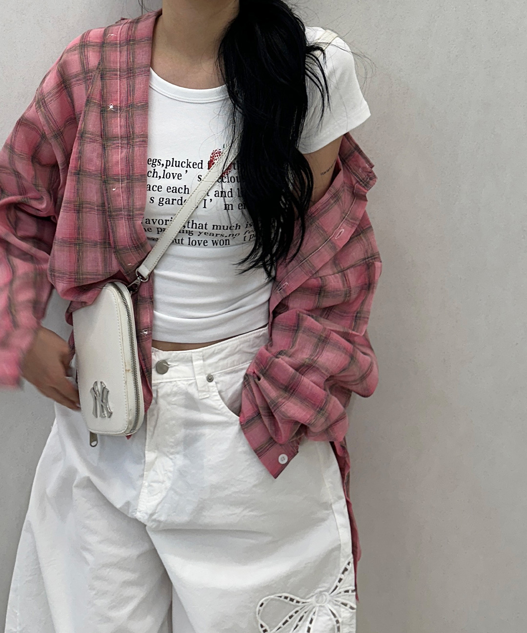 ラブリーオーバーフィットピンクチェックシャツ | ファッション通販