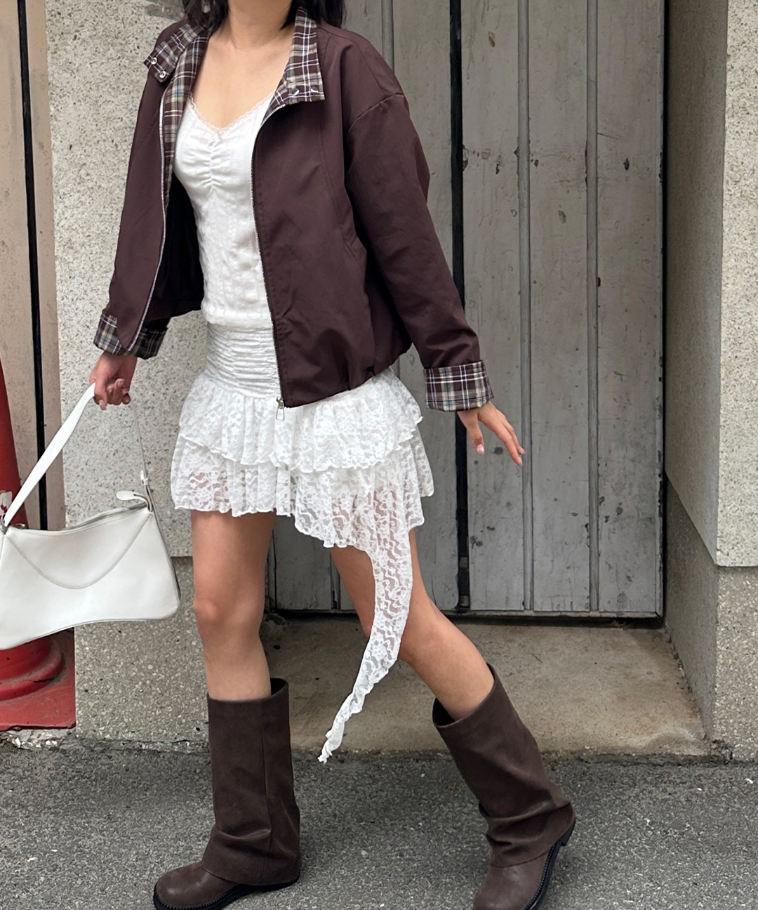 (4color)オーバーサイズチェックタック入りジャケット