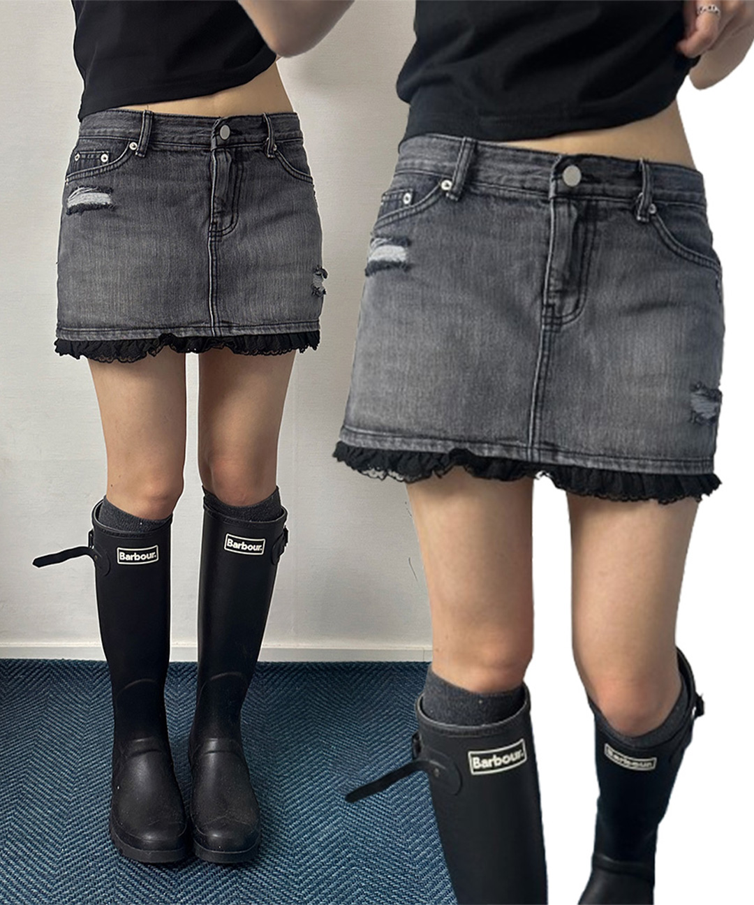 THE BLACK EYE PATCH デニムミニスカートM Black Eye Patch / ブラックアイパッチ】 デニムミニスカートM