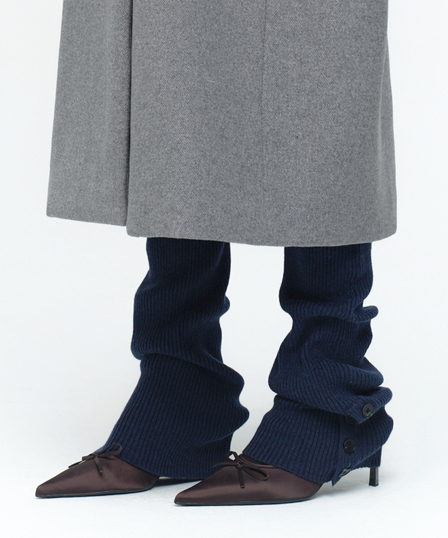 Button Knit Leg Warmer [Deep Navy]