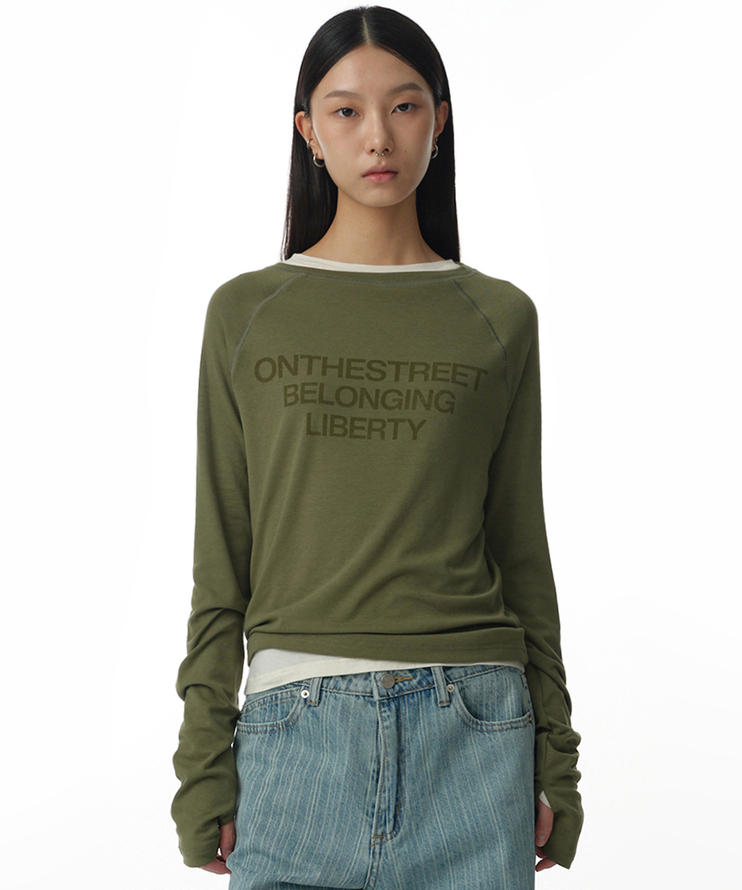 Hole Raglan T-Shirt [Green]