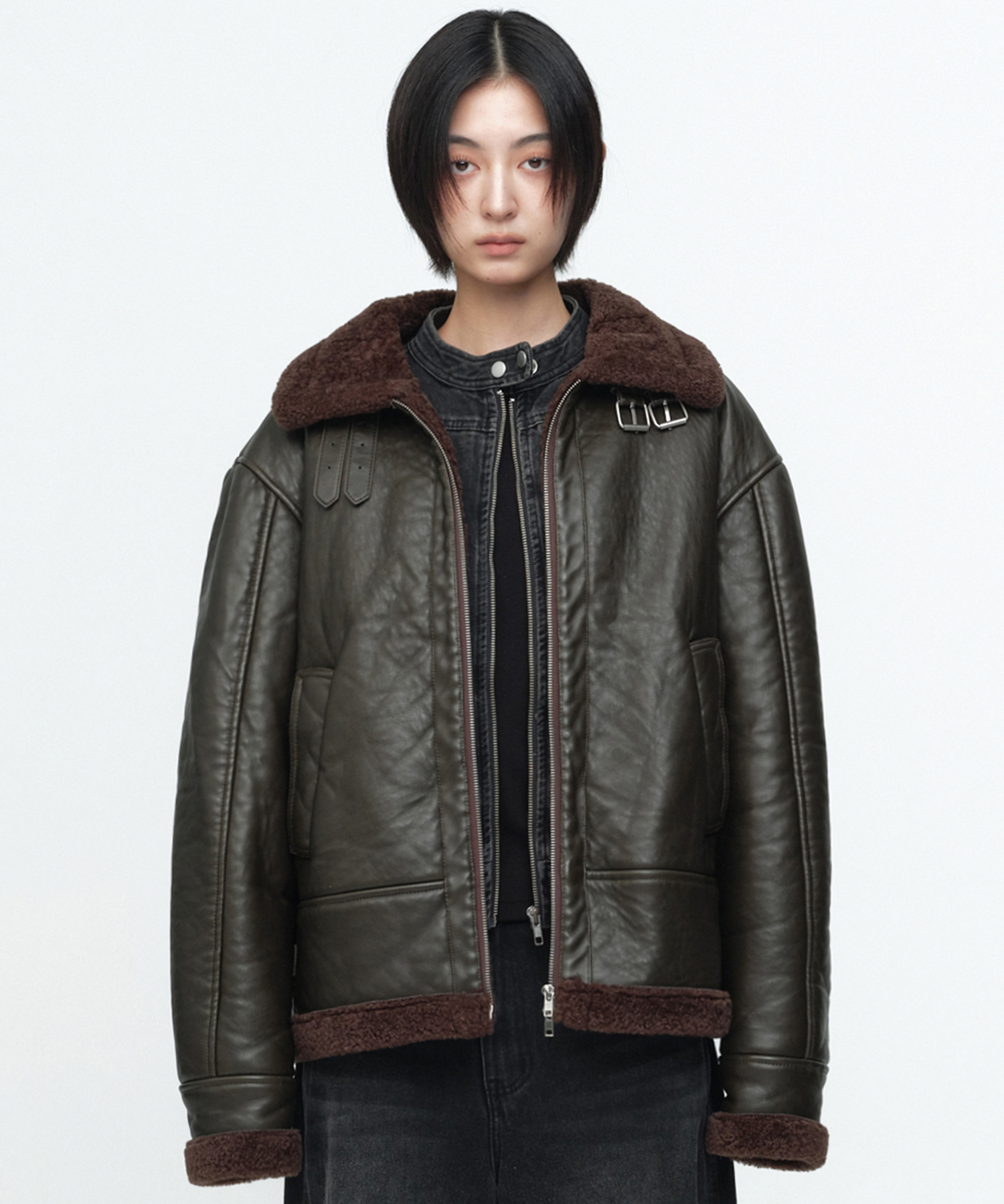 Washed Vegan Leather Mustang [Brown]