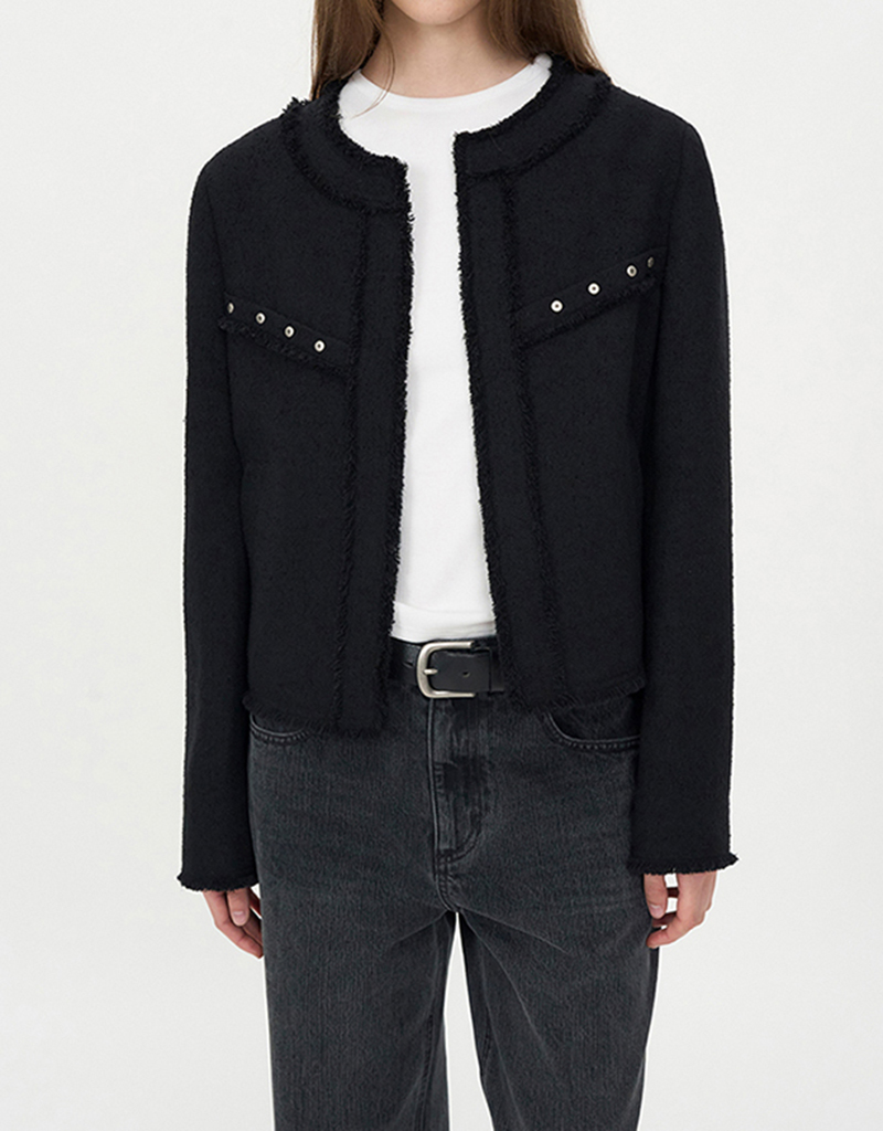 Vintage Stud Tweed Jacket BLACK