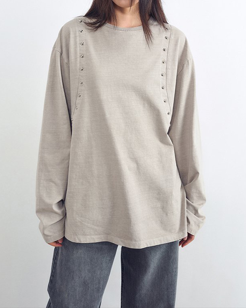 [WOMEN] Stud long sleeve BEIGE