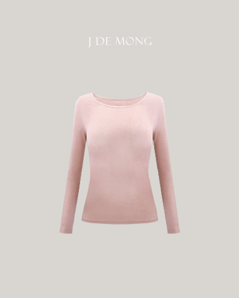Wool Tencel Slim Fit T-shirt - Soft Pink