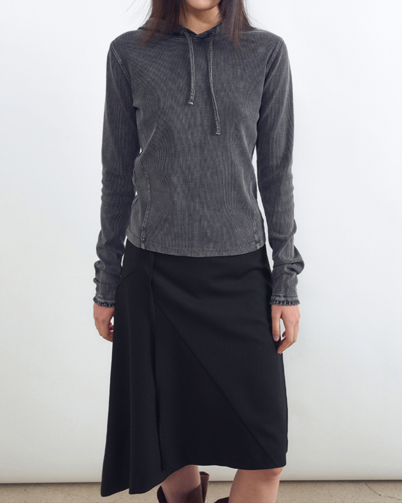 [Influencer pick] [WOMEN] Washed Slim Hoodie CHARCOAL