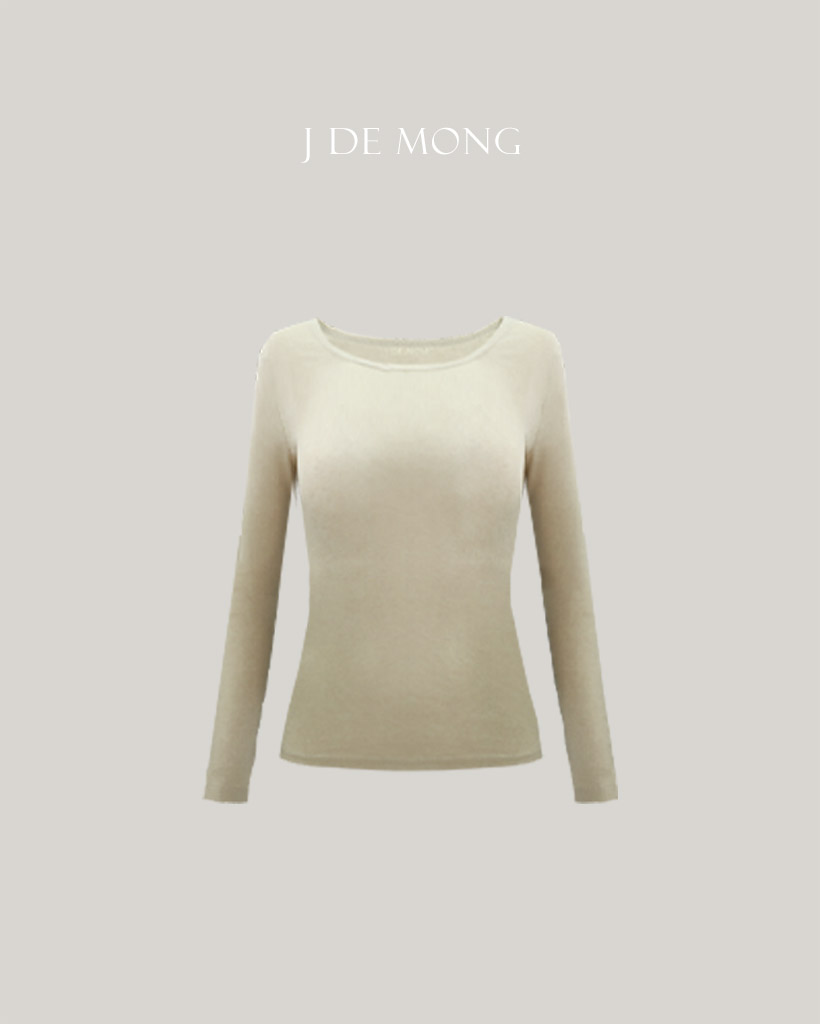 Wool Tencel Slim Fit T-shirt - Oat Beige