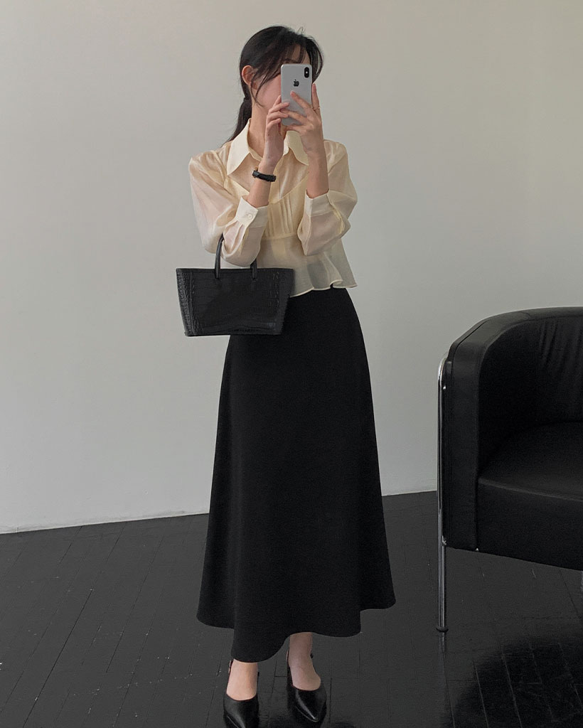 [made] LEANNE LONG FLARED SKIRT