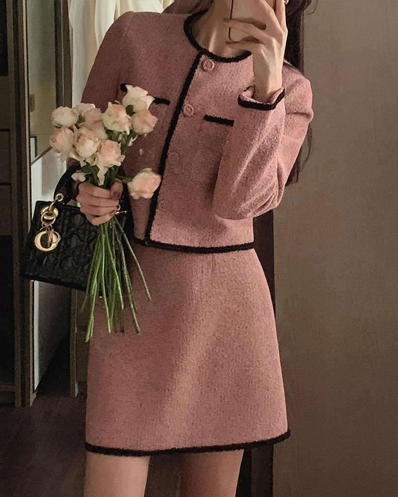 [made] Premium Sienna Tweed Crop Jacket