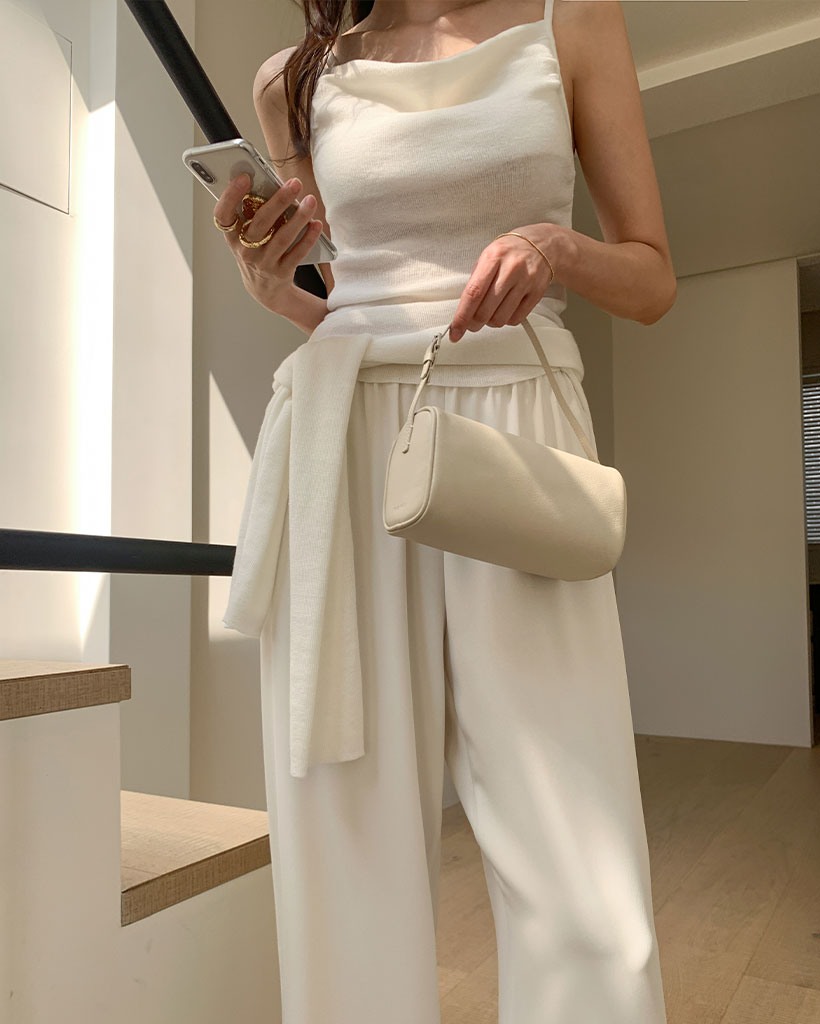 [made] Silk-like flattering banding wide pants