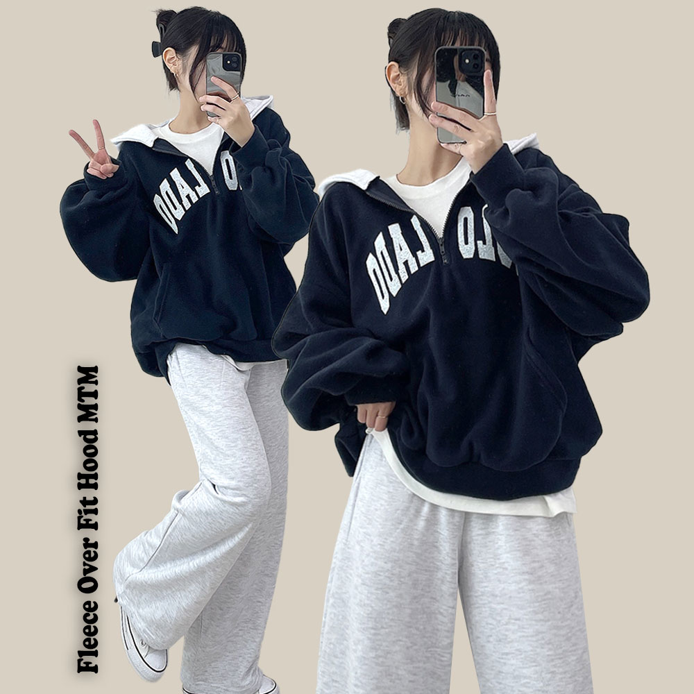 アノラックオーバーサイズ裏起毛ハーフジップパーカー | ファッション