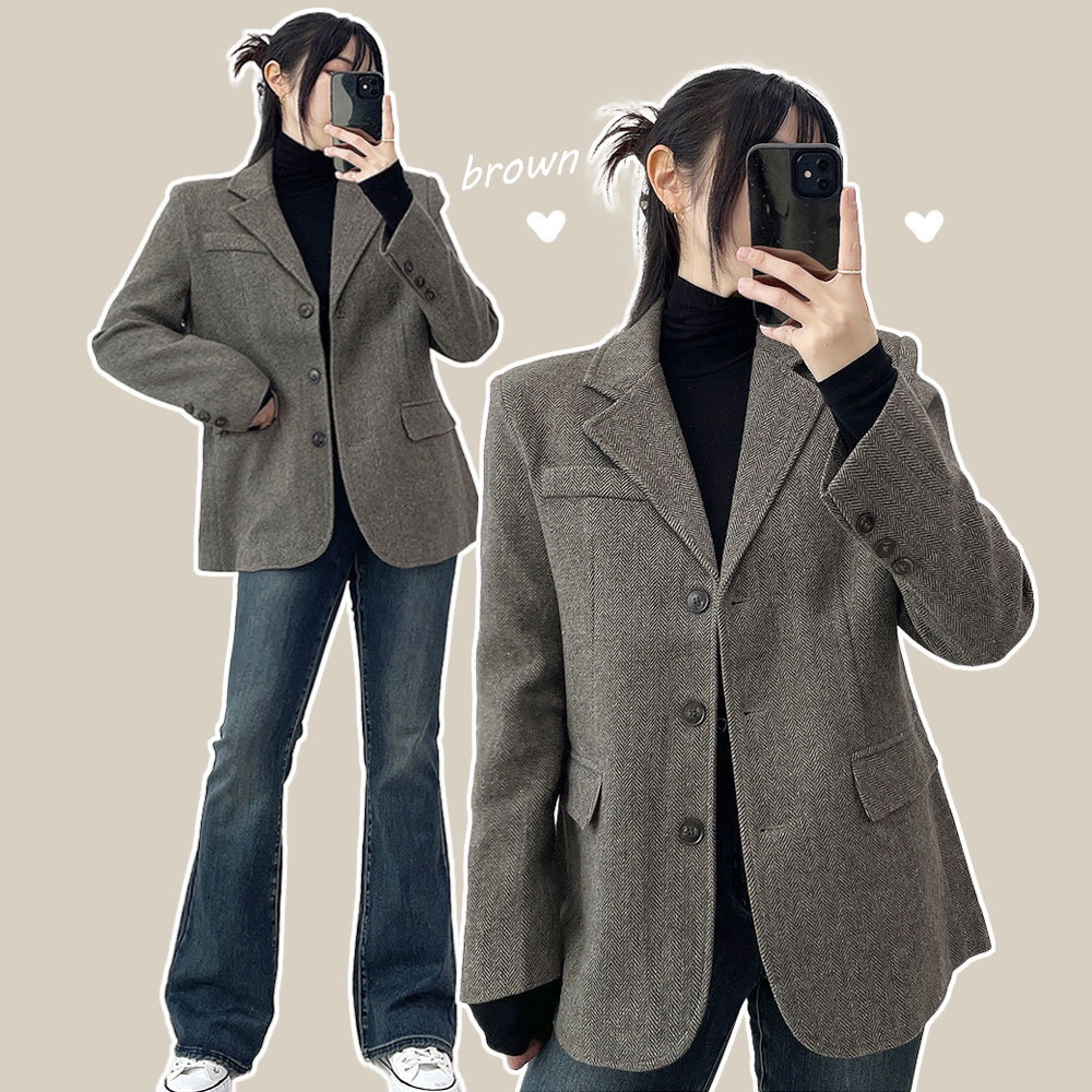 ヘリンボーンムードブレザージャケット | ファッション通販サイト NUGU