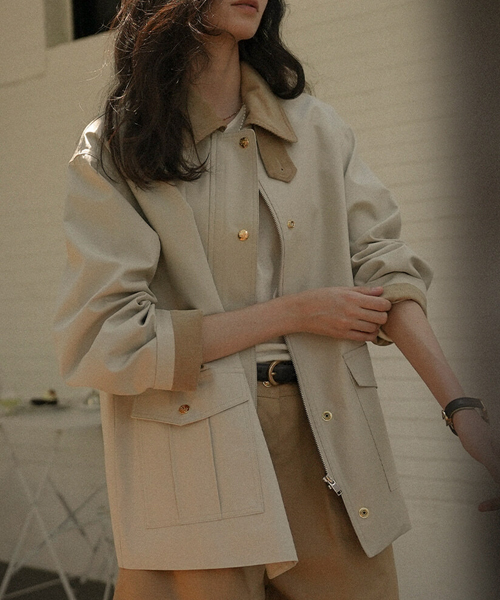 Coloring collar point utility jacket_Light beige