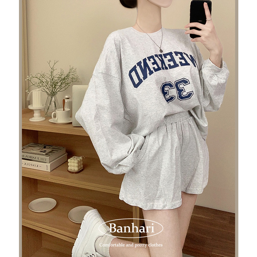 SET)レタリングスリムTシャツ＋ポケットショートパンツ | ファッション